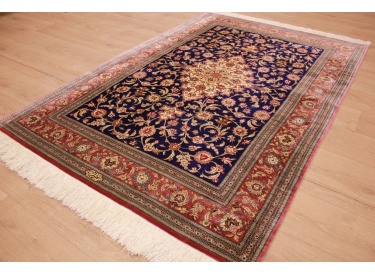 Persian carpet "Ghom" pure Silk rug 200x135 cm Blue