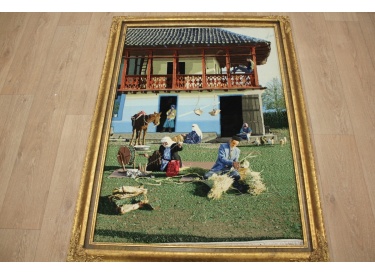 Persian carpet "Tabriz" with Silk 120x87 cm Frame rug