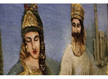 Persian carpet "Tabriz" with Silk 90x65 cm Frame rug RELIEF