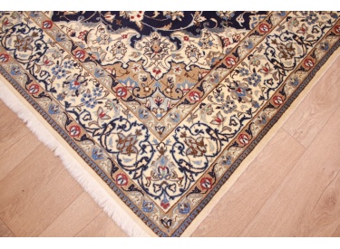 Persian carpet "Nain" 9la with silk 260x165 cm Blue