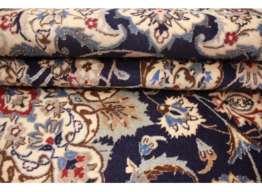 Persian carpet "Nain" 9la with silk 260x165 cm Blue