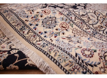 Persian carpet Nain 6la with Silk 312x202 cm Blue
