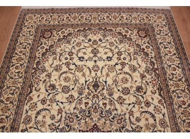 Fine Persian carpet Nain 6la with silk 327x203 cm Beige