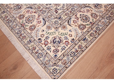 Perser Teppich Nain 6 La mit Seide 295x207 cm Beige