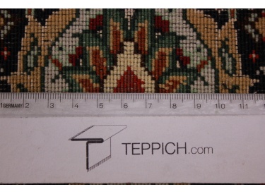 Persian carpet Taabriz Mahi with silk 313x217 cm Black