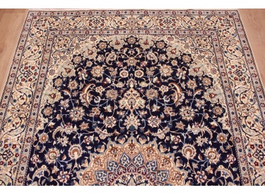 Persian carpet Nain 9la with silk 314x203 cm Dark blue