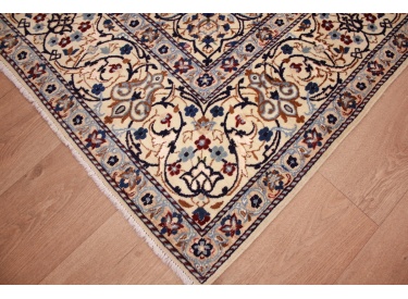 Persian carpet Nain 9la with silk 314x203 cm Dark blue