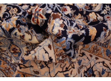 Perserteppich "Nain"  9la mit Seide 210x128 cm Blau