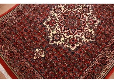 Runner Persian carpet "Bidjar" with silk 598x78 cm Red