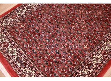 Läufer Perser Teppich Bidjar mit Seide 394x82 cm Rot Allover