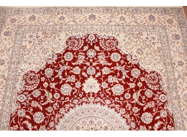 Persian carpet Nain wool and silk 400x300 cm Red