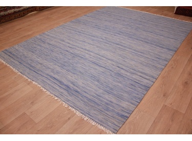 Orientteppich Kelim Wollteppich 300x200 cm Skyblau