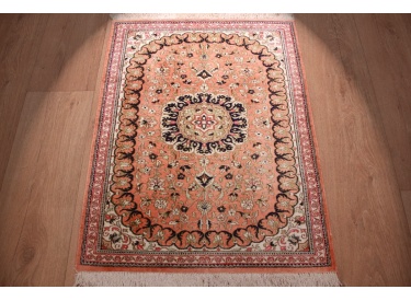 Persian carpet Ghom pure Silk 77x58 cm Salmon