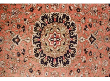 Persian carpet Ghom pure Silk 77x58 cm Salmon