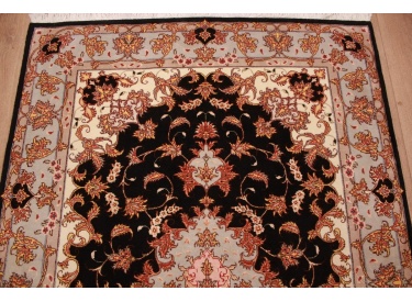 Perserteppich "Taabriz"  floral mit Seide 150x102 cm Schwarz