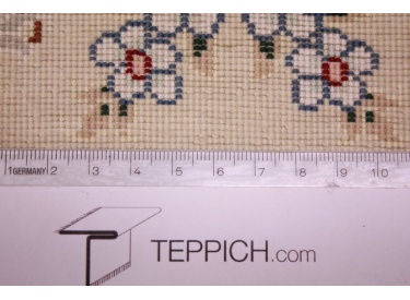 Persian carpet "Taabriz" Runner with Silk 148x51 cm Beige