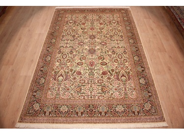 Seidenteppich Kaschmir Orientteppich aus Seide 316x211 cm Beige