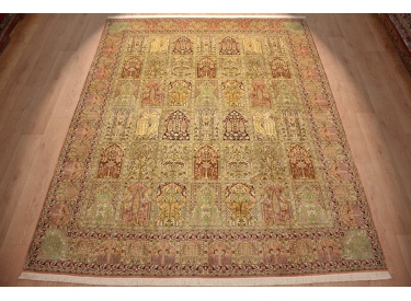 Seidenteppich Kaschmir Orientteppich aus Seide 305x243 cm Beige