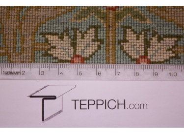 Seidenteppich Kaschmir Orientteppich aus Seide 305x243 cm Beige