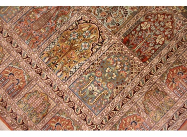 Oriental carpet Kashmir natural silk 296x239 cm Terracotta