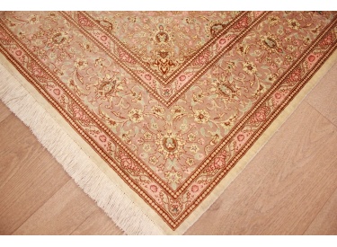 Silk Persian carpet Qum 193x134 cm Beige