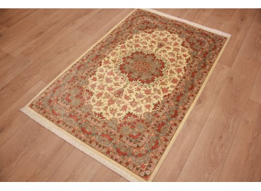 Persian carpet "Gom" pure Silk rug 154x98 cm Beige