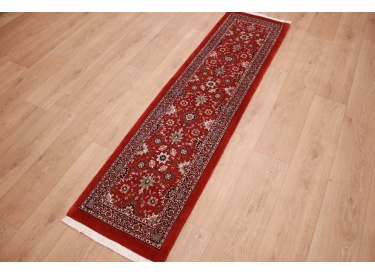 Persian carpet Bijar with silk 200x50 cm Red