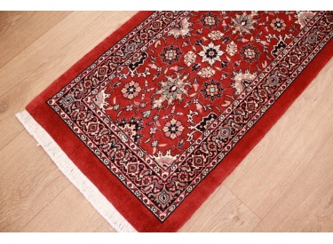 Persian carpet Bijar with silk 200x50 cm Red