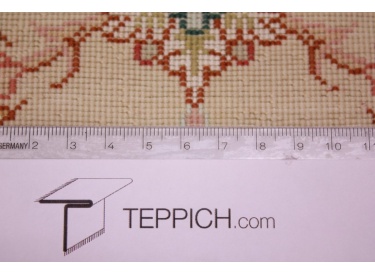 Persian carpet Tabriz Runner with Silk 152x50 cm Beige