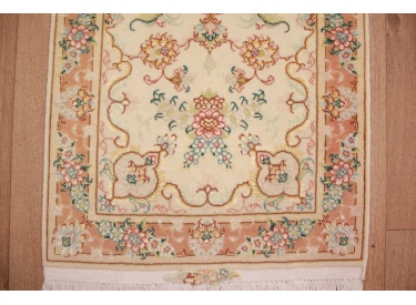 Persian carpet Tabriz Runner with Silk 152x50 cm Beige