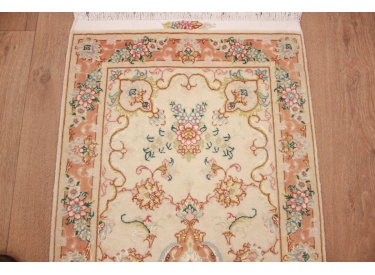 Persian carpet Tabriz Runner with Silk 151x51 cm Beige