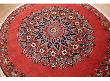 Round Persian carpet Kashan 94 cm Red very Rare
