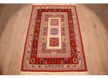 Persian carpet Nimbaf pure wool 128x87 cm Beige Red