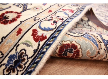 Persian carpet Nain 9la Runner with Silk 210x60 cm Beige