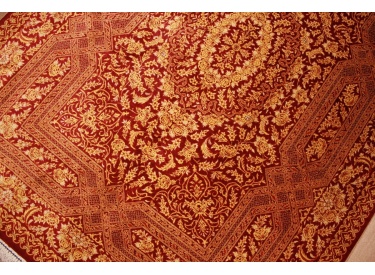 Persian carpet Gom pure Silk rug 142x100 cm Red/Gold