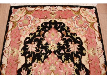 Persian carpet  Taabriz with silk 93x58 cm Black