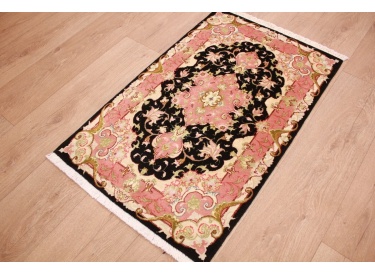 Persian carpet  Taabriz with silk 93x58 cm Black