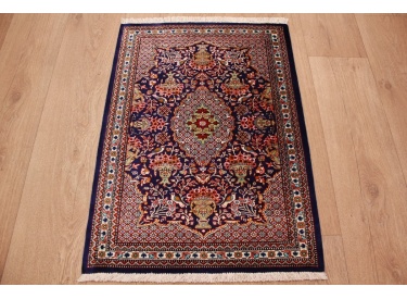 Persian carpet  Gom pure Silk rug 76x58 cm Blau