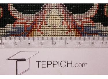 Perser Teppich  Täbriz mit Seide 94x63 cm Schwarz