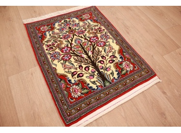 Fine Persian carpet Ghom Wool 83x64 cm Beige