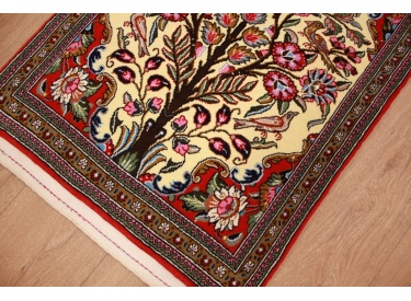 Fine Persian carpet Ghom Wool 83x64 cm Beige