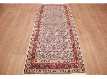 Persian carpet "Moud" virgin wool & Silk 195x79 cm Beige Runner