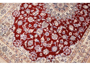 Perserteppich "Nain" 6la mit Seide 194x130 cm Rot