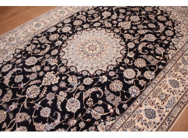 Fine Persian carpet Nain 6la with silk 331x203 cm Blue