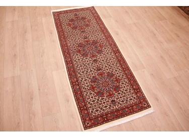 Persian carpet Bijar with silk 218x83 cm Beige