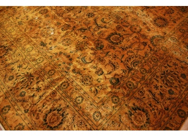 Vintage  carpet modern overdyed used look Gold 430x278 cm