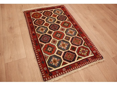 Persian carpet Yalameh pure wool 100x62 cm Beige