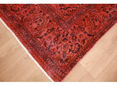 Vintage  carpet modern overdyed used look Red 402x278 cm