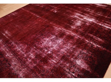 Vintage carpet modern used look overdyed Red 282x222 cm
