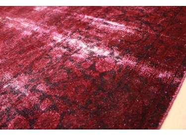 Vintage carpet modern used look overdyed Red 282x222 cm